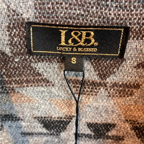 L&B Patterned Knit Cardigan - Gray & Brown - Picture 7 of 7